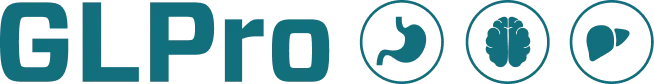 The GLPro wordmark, with stomach, brain and liver icons